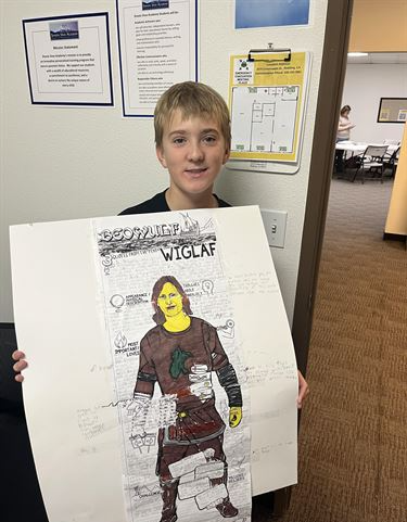 Student Showing Literary Study Poster